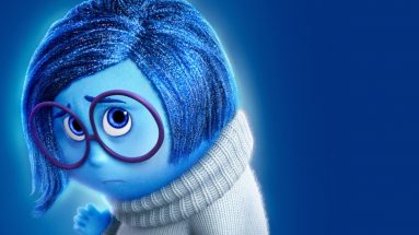 Image of the character "Sadness" from the movie Inside Out looking sad